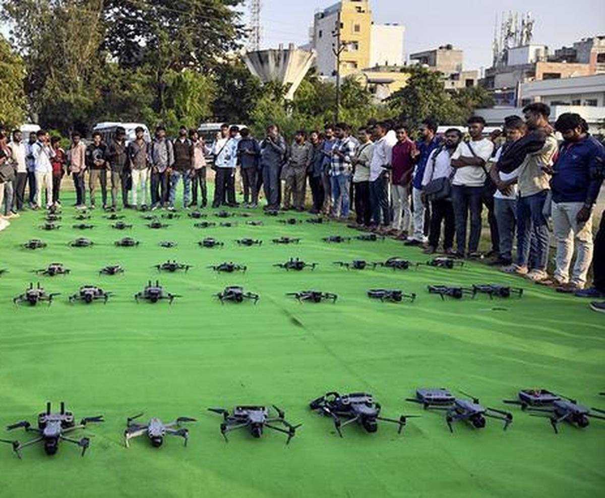 Drones used as part of security measures for the Jubilee Hills by-election in Hyderabad. Drones used as part of security measures for the Jubilee Hills by-election in Hyderabad.