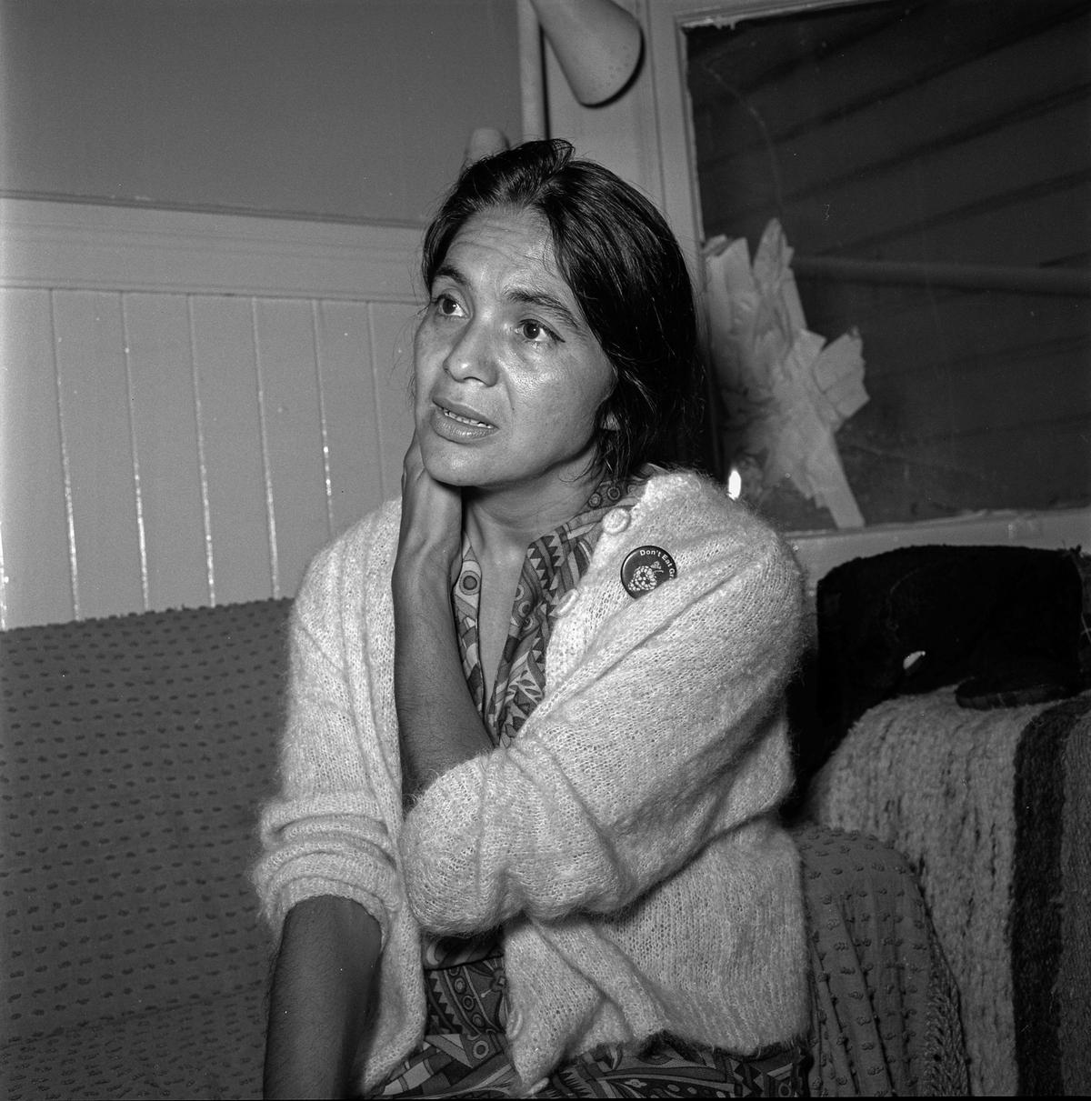 United Farm Workers Vice President Dolores Huerta speaks during an interview at her apartment in the Mission District of San Francisco on Oct. 1, 1969.