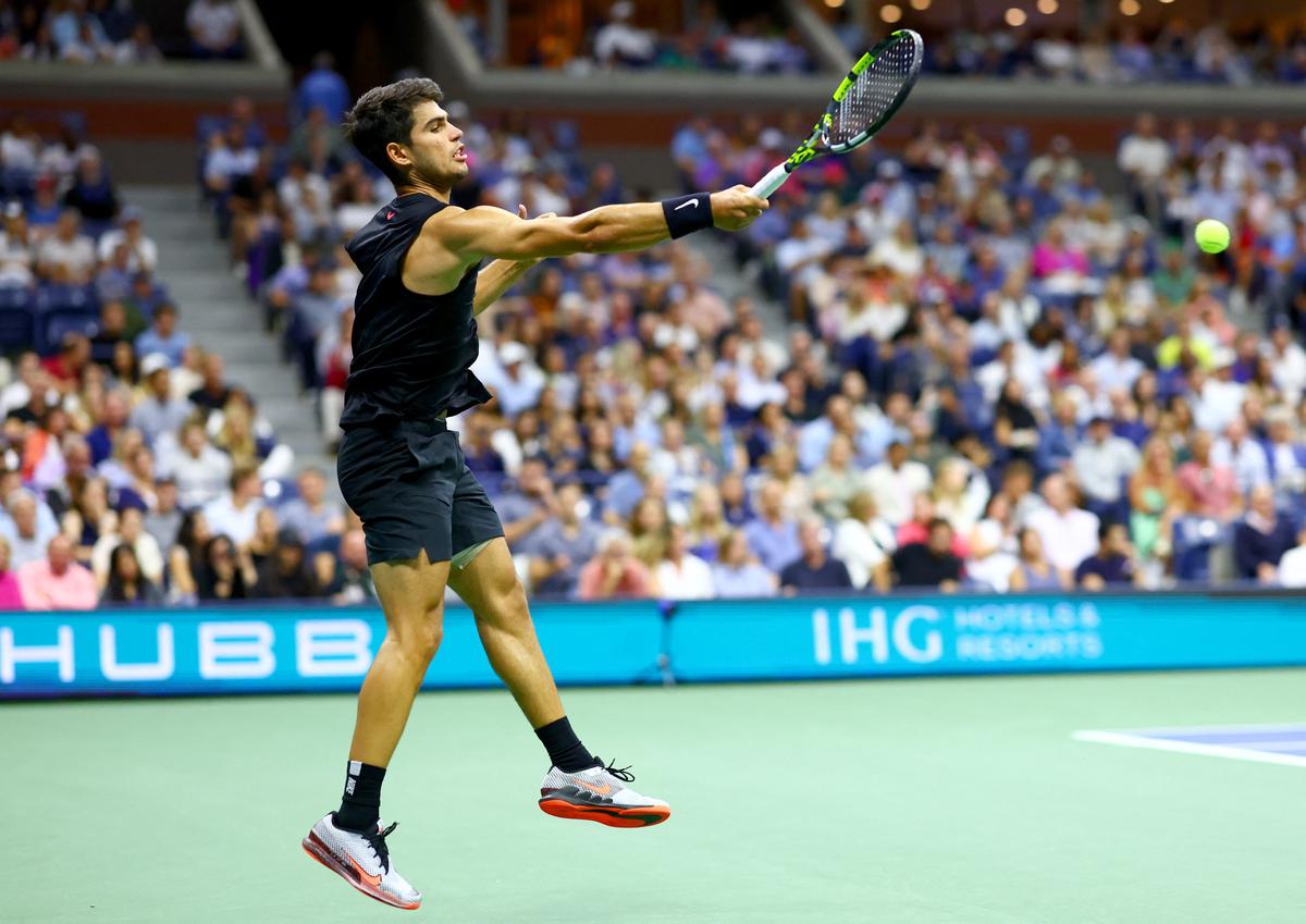 Spain’s Carlos Alcaraz in action during a second round match against Netherlands’ Botic van de Zandschulp. 