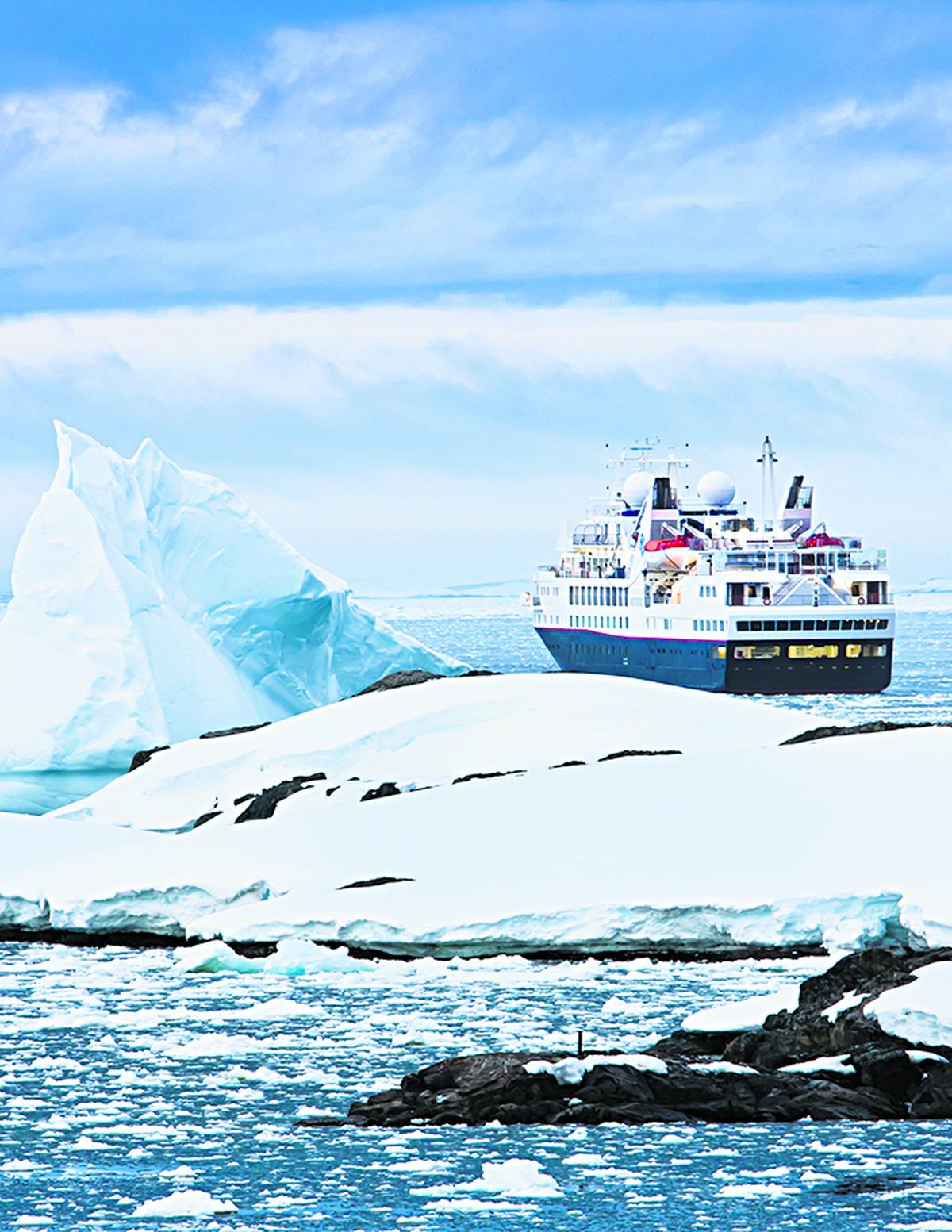 A cruise ship in Antarctica