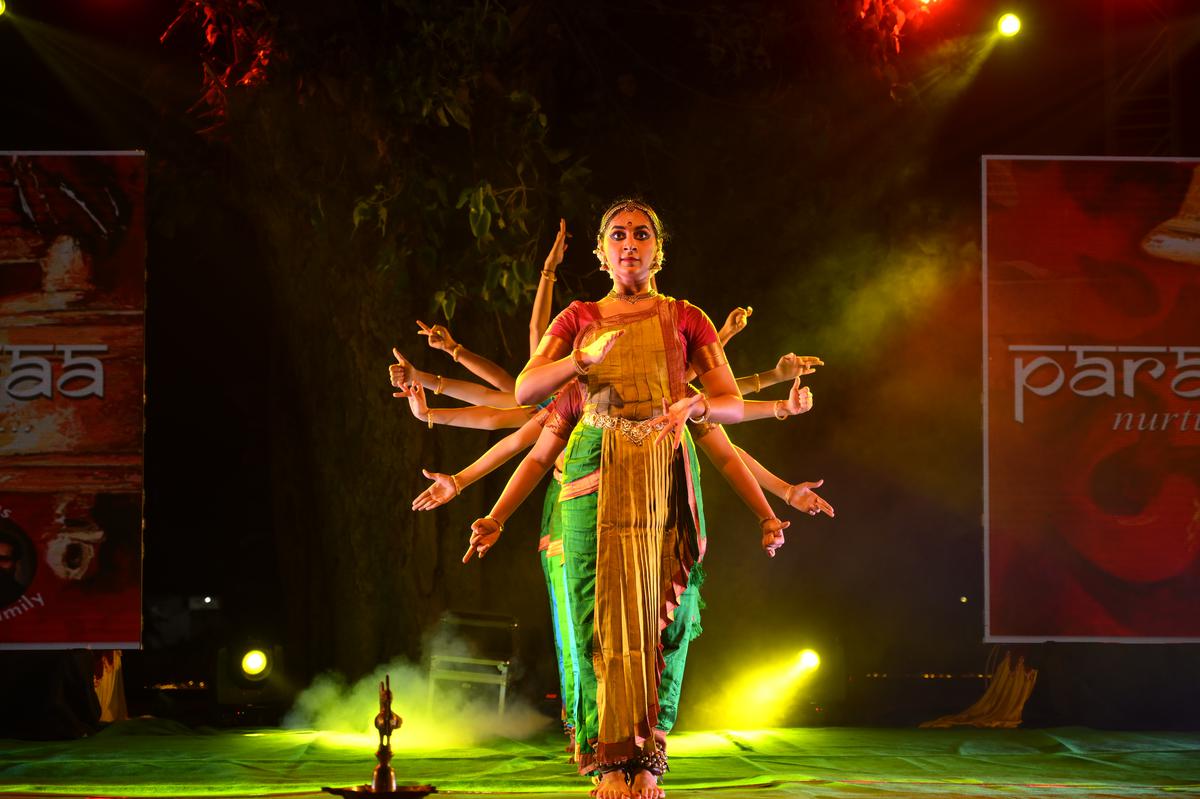 Dancers during their performance at Sri Siddarameshwara Swamy stepwell at Bikhanoor
