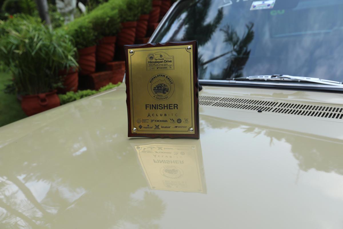The finisher plaque from the Classic Himalayan Drive given to Ranjit Pratap and Uma Ranjit. 