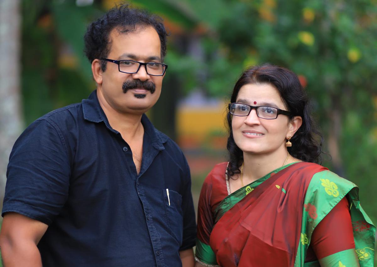 Ashalatha A, who is visually challenged, with her husband, Sreedharan Unni