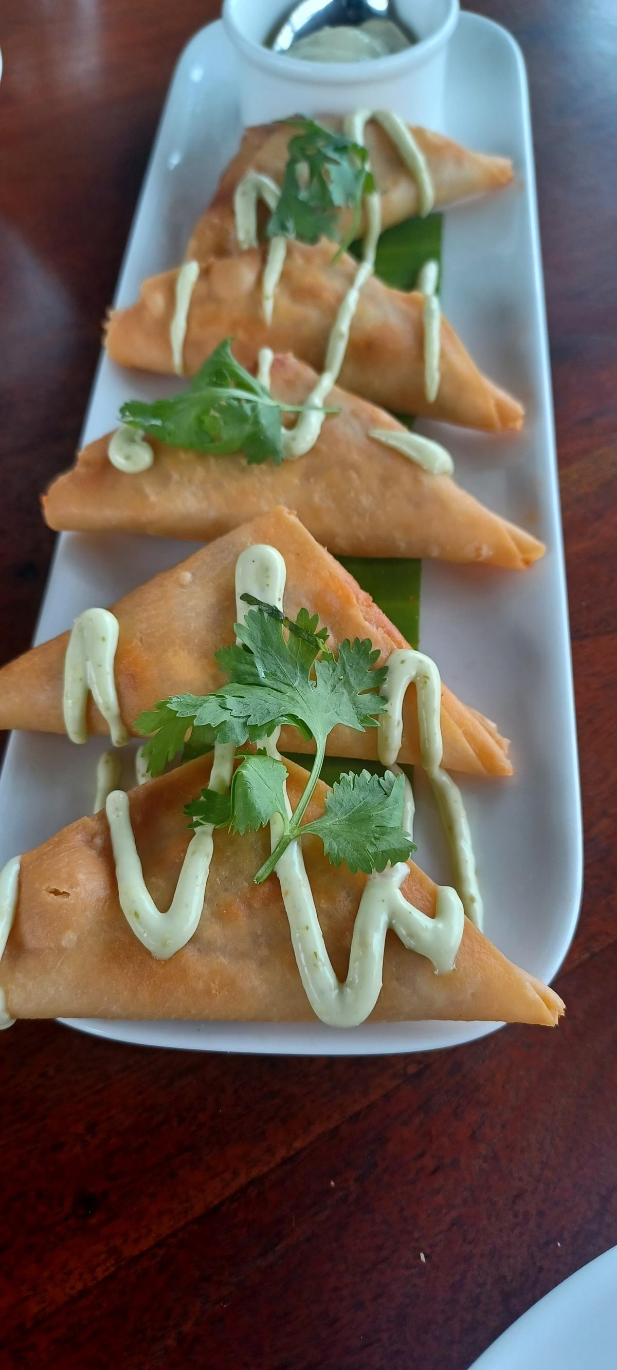 Crisp, golden mutton mince samosas