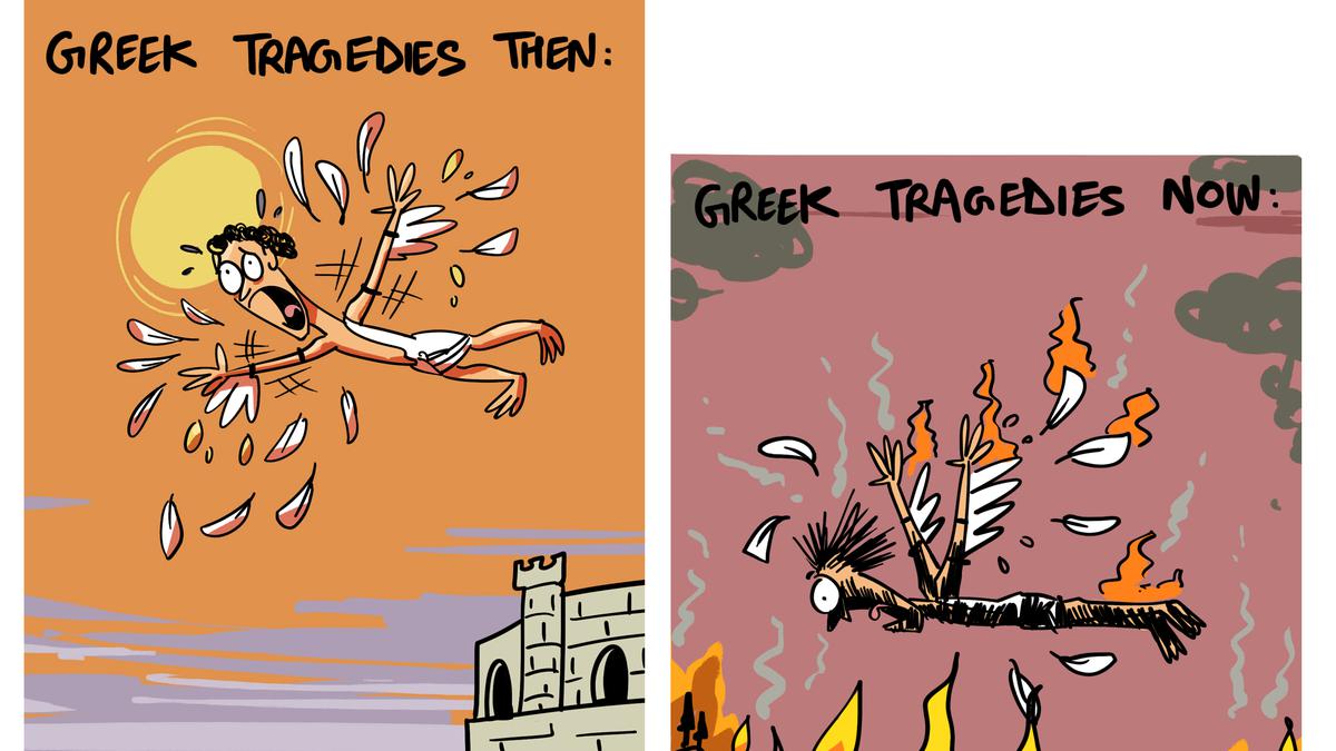 Green Humour by Rohan Chakravarty on the wildfires in Greece