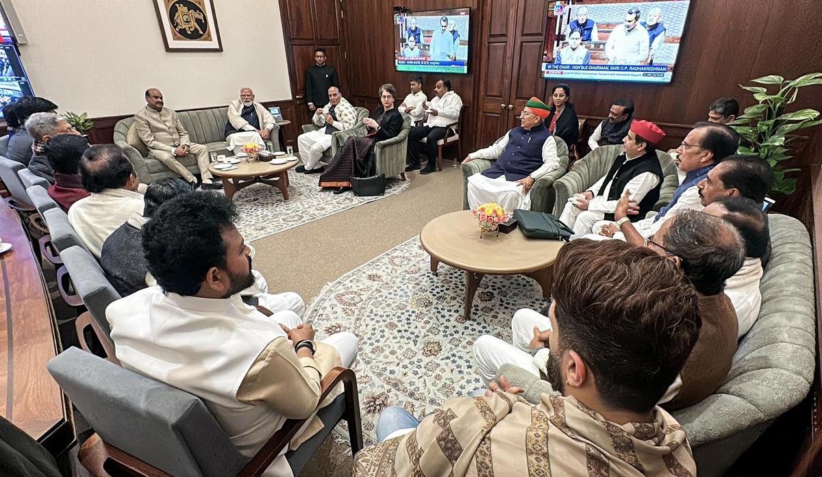 Watch: Om Birla, Modi host tea with opposition after Parliament session