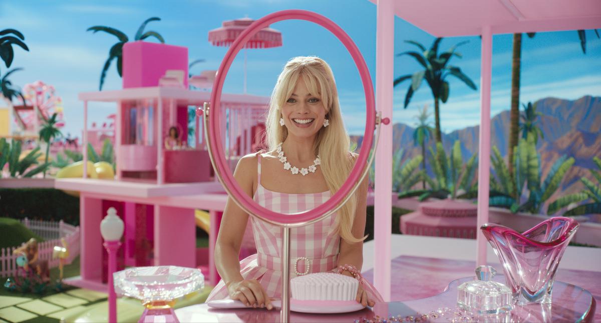 This image released by Warner Bros. Pictures shows Margot Robbie in a scene from Barbie.