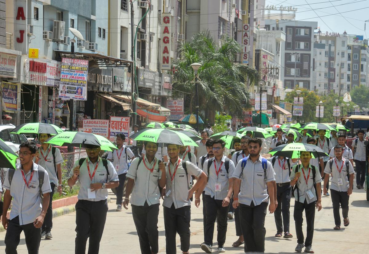 The colours grey and green represent Allen, the largest coaching centre with 1.25 lakh students enrolled across 23 campuses in Kota.