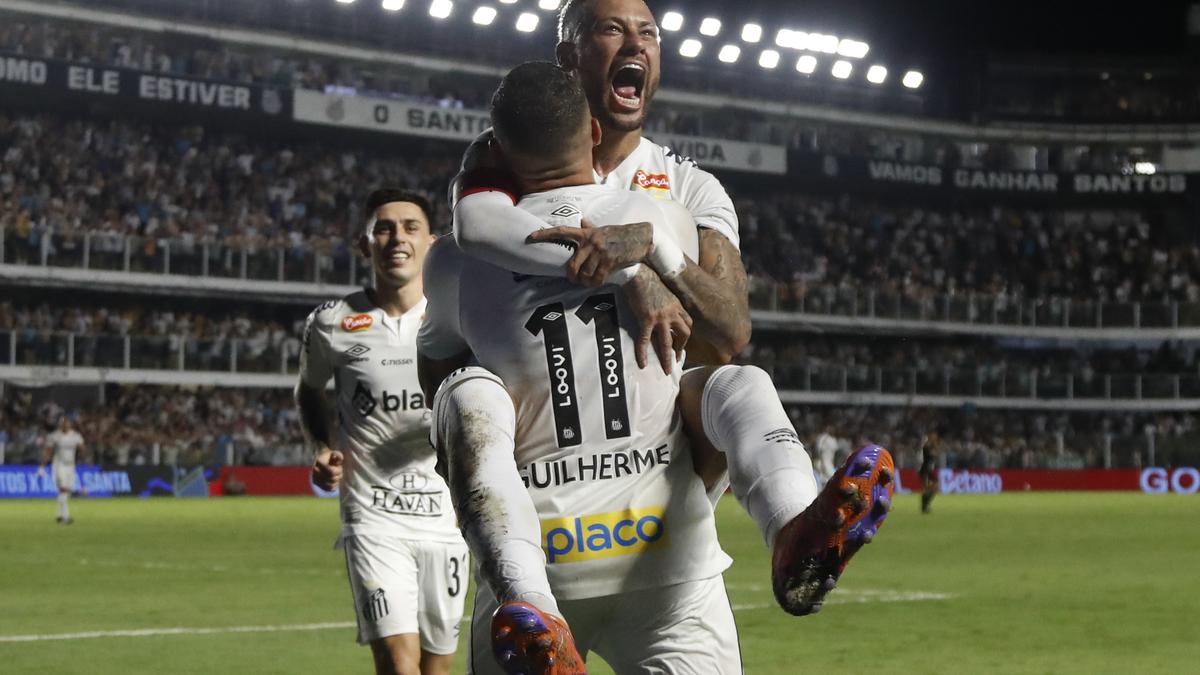 Neymar scores his first goal since returning to Santos in Brazil