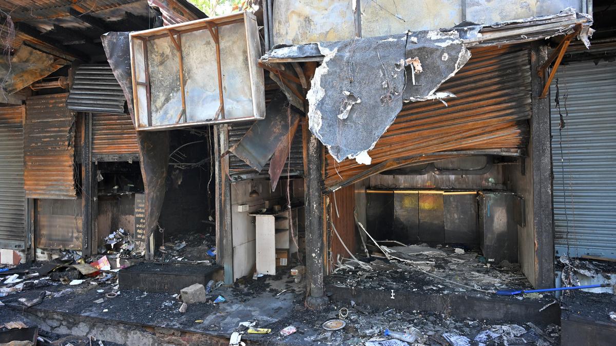 Fire destroys goods in three shops at Meenakshi Bazaar in Madurai