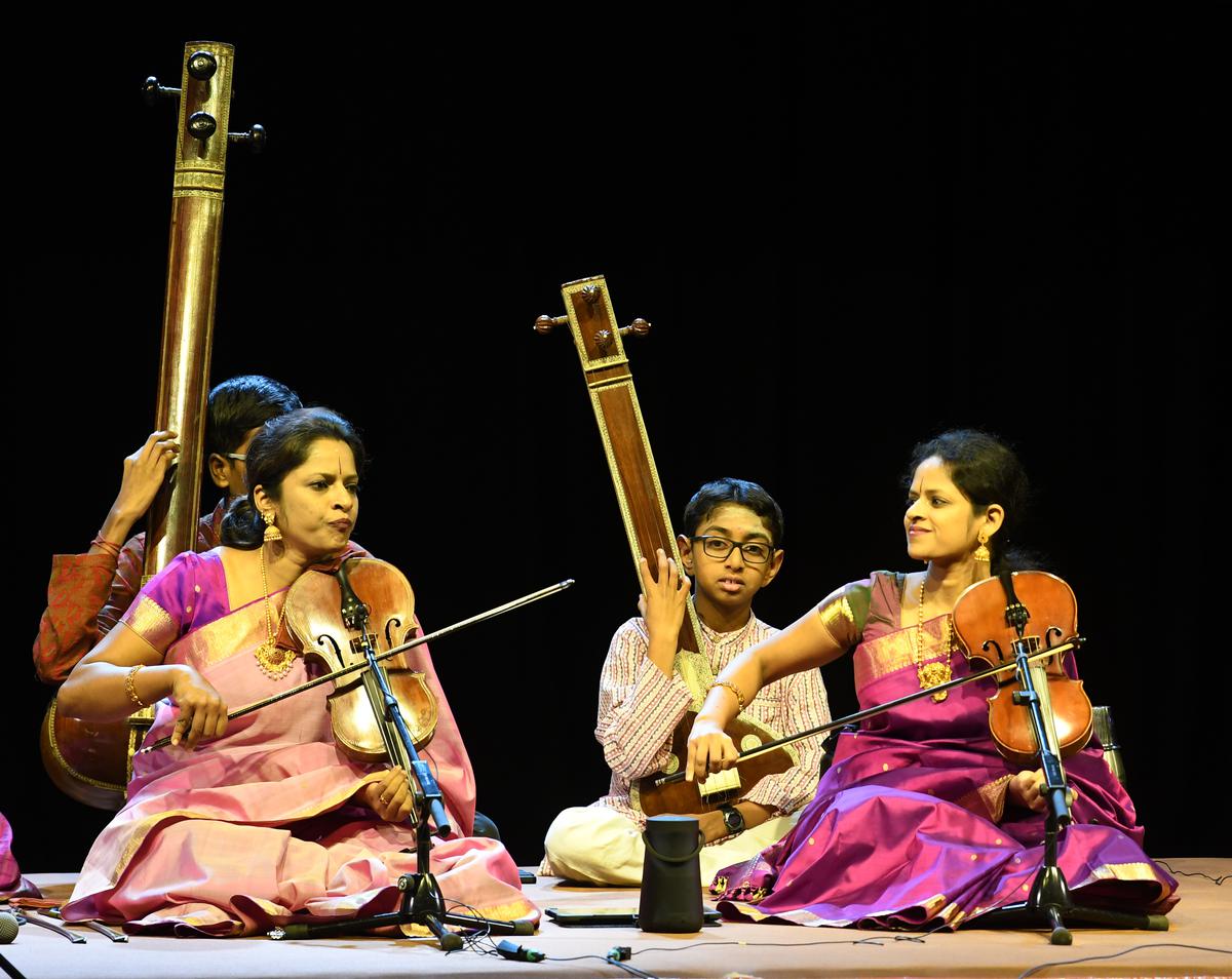 Violin  duet by Akkarai Sisters, S. Subhalakshmi and S. Sornalatha  at The Music Academy margazhi festival, 2022. 