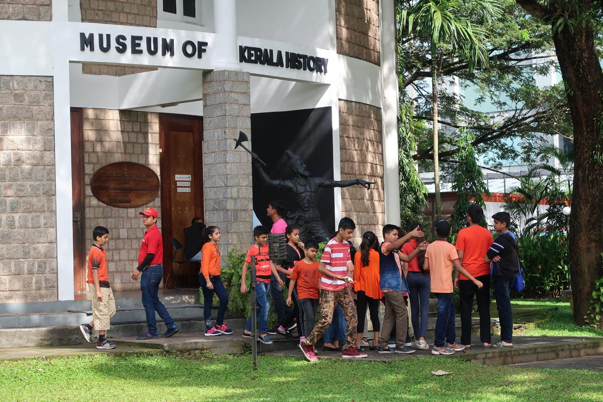 Students at the Museum of Kerala History in Edappally,  Kochi, Kerala. 