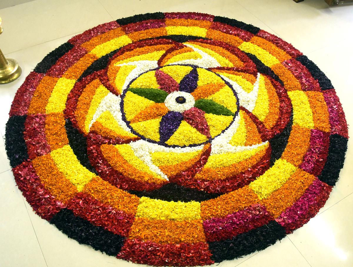 The Pookkalam made by Team Avani that bagged the second prize (Kozhikode Region) in Bambino presents The Hindu Pookkalam@Home Contest 2022.