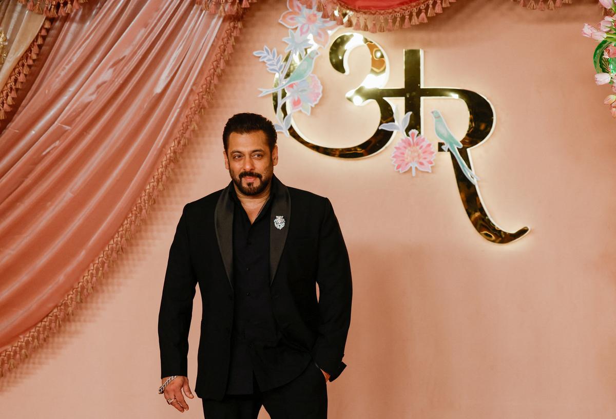 Indian actor Salman Khan poses on the red carpet during the sangeet ceremony of Anant Ambani and Radhika Merchant at Jio World Centre, Mumbai, India, July 5, 2024