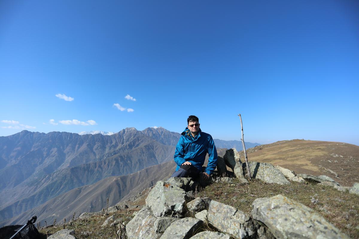 The author, Mahmood Ahmad Shah at different high attitude points in Kashmir during his treks.