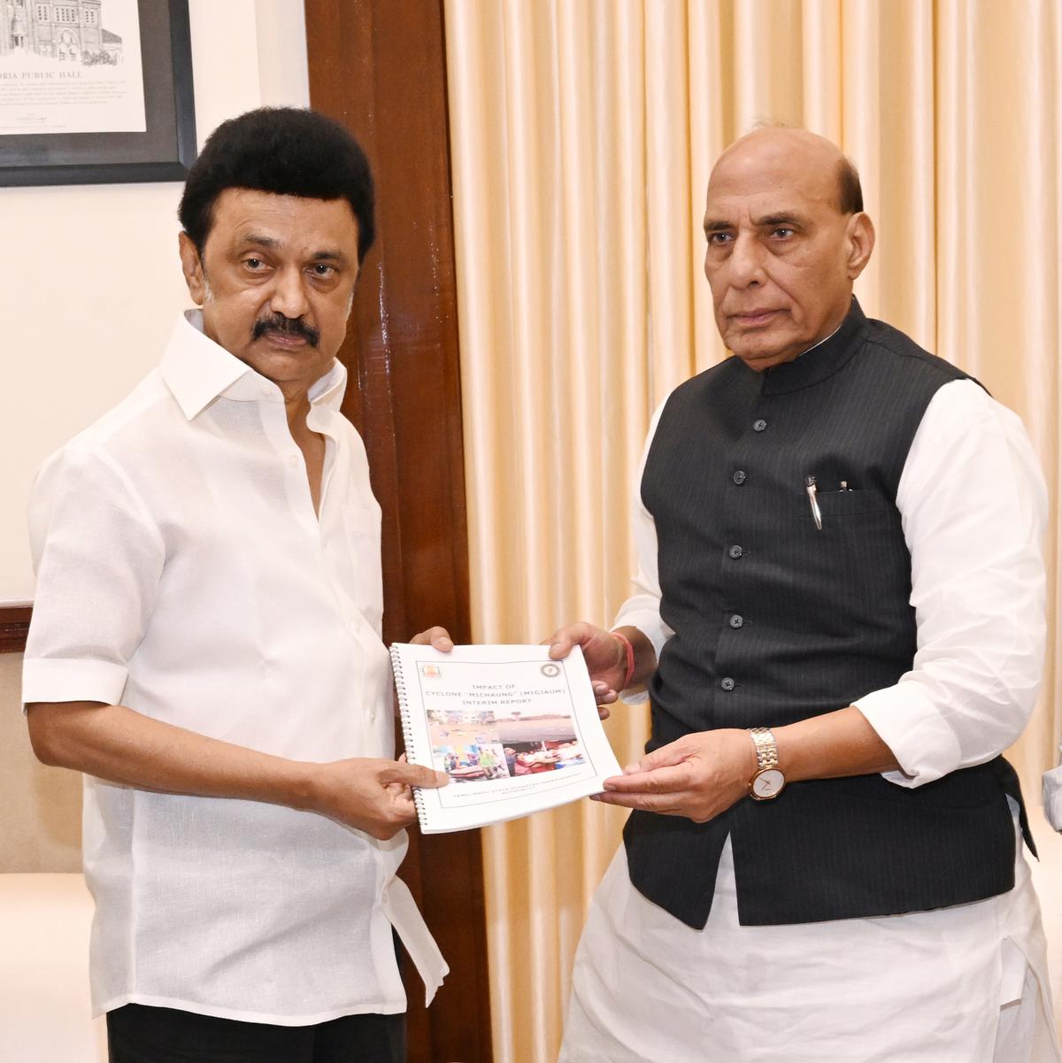CM M.K. Stalin presented a letter detailing the demands of the State government to Defence Minister Rajnath Singh