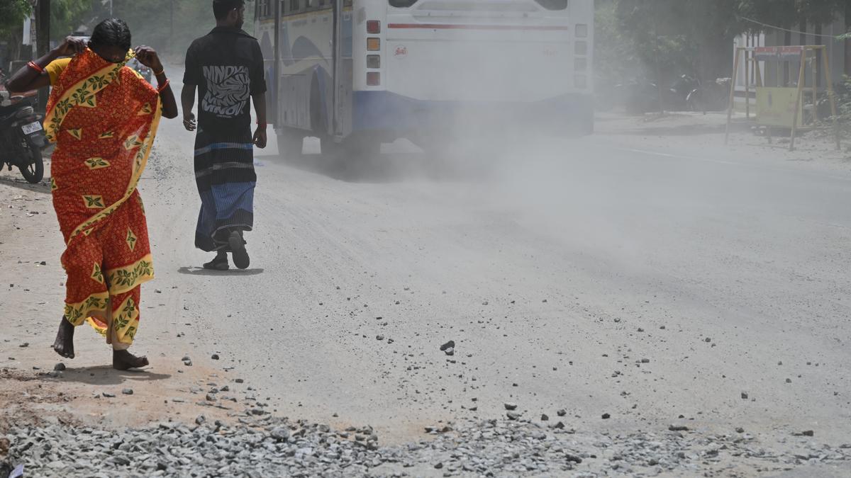 Two damaged roads in Thatchanallur proving to be a health hazard