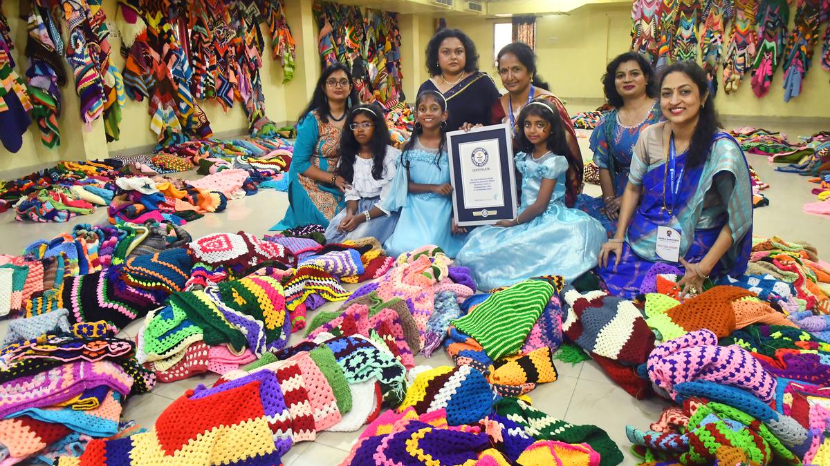 A Guinness World Record for the largest display of crochet ponchos in Visakhapatnam