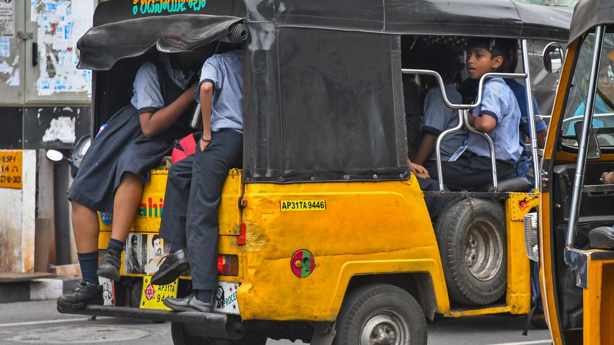 Overloaded auto-rickshaws continue to pose threat to students in Visakhapatnam