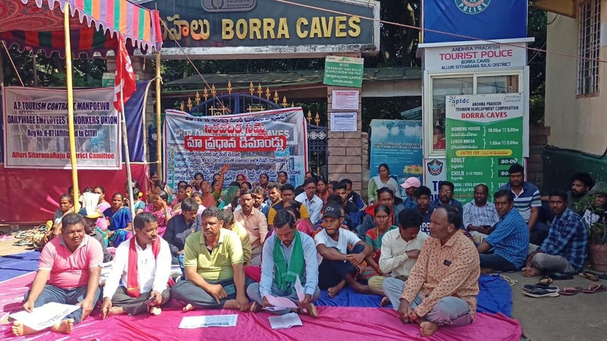 Nonregular staff of APTDC in ASR district in Andhra Pradesh go on