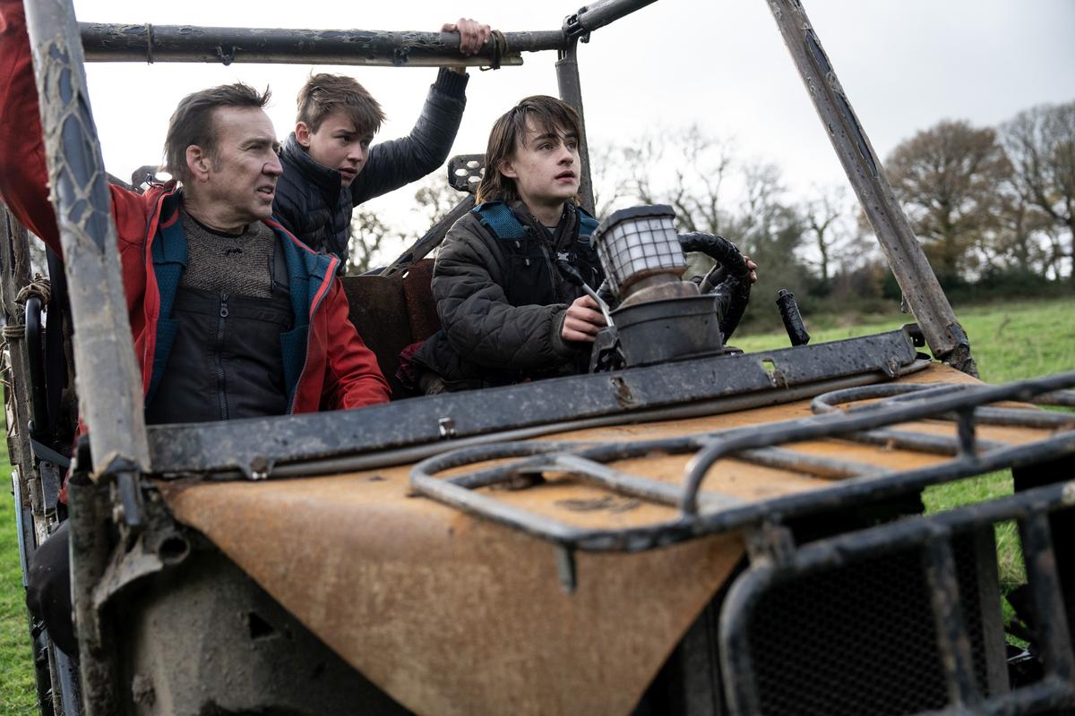 Nicolas Cage, Maxwell Jenkins and Jaeden Martell in a still from ‘Arcadian’