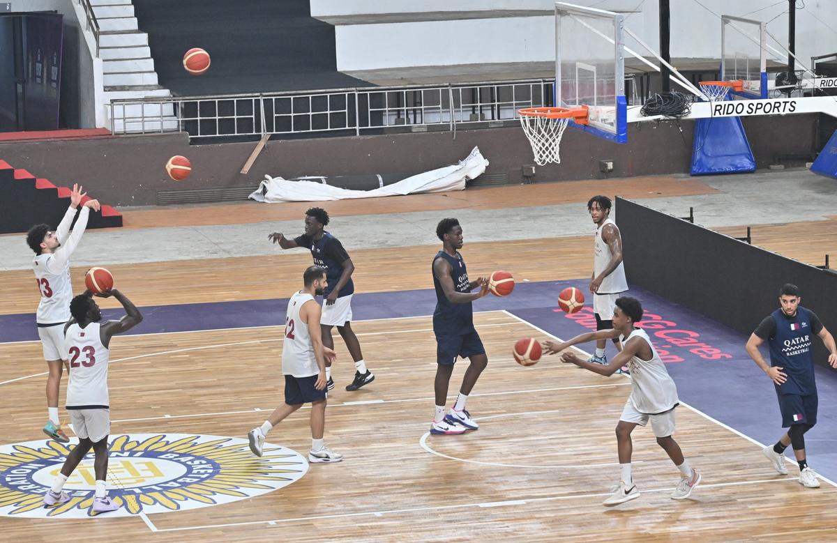 Prep time: The Qatar team at a training session ahead of the FIBA Asia Cup Qualifiers in Chennai. 