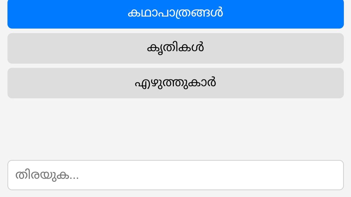 A directory of characters in noted Malayalam novels, now online