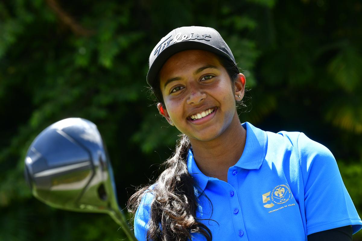 On the straight and narrow: Practising at her home KGA course in Bengaluru — it is tight on the fairways, allowing little room for bad drives — has helped the 16-year-old’s game develop. | Photo credit: Murali Kumar K