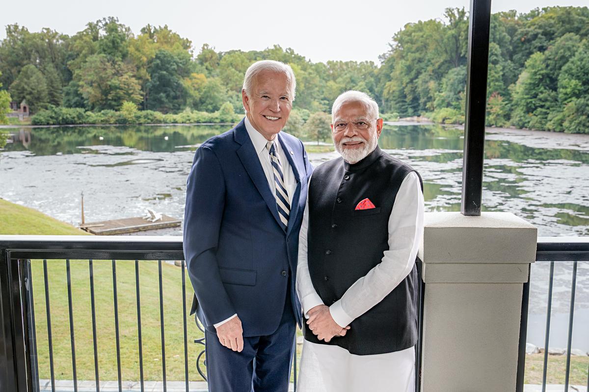 Prime Minister Narendra Modi and US President Joe Biden pose for a picture during a bilateral meeting, at Greenville, in Delaware on Saturday.