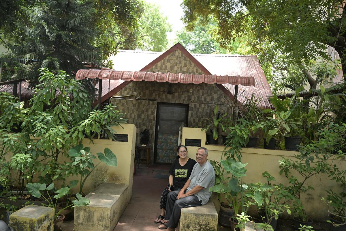 Helena and Bryan Peppin outside their house, Erehwon in Veteran Lines