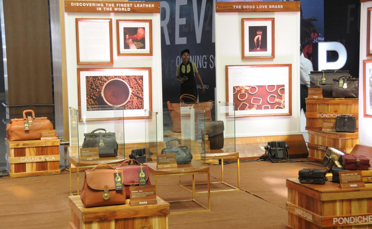 A view of Hidesign ICON collection (leather bags) displayed at the Orion Mall in Bengaluru 