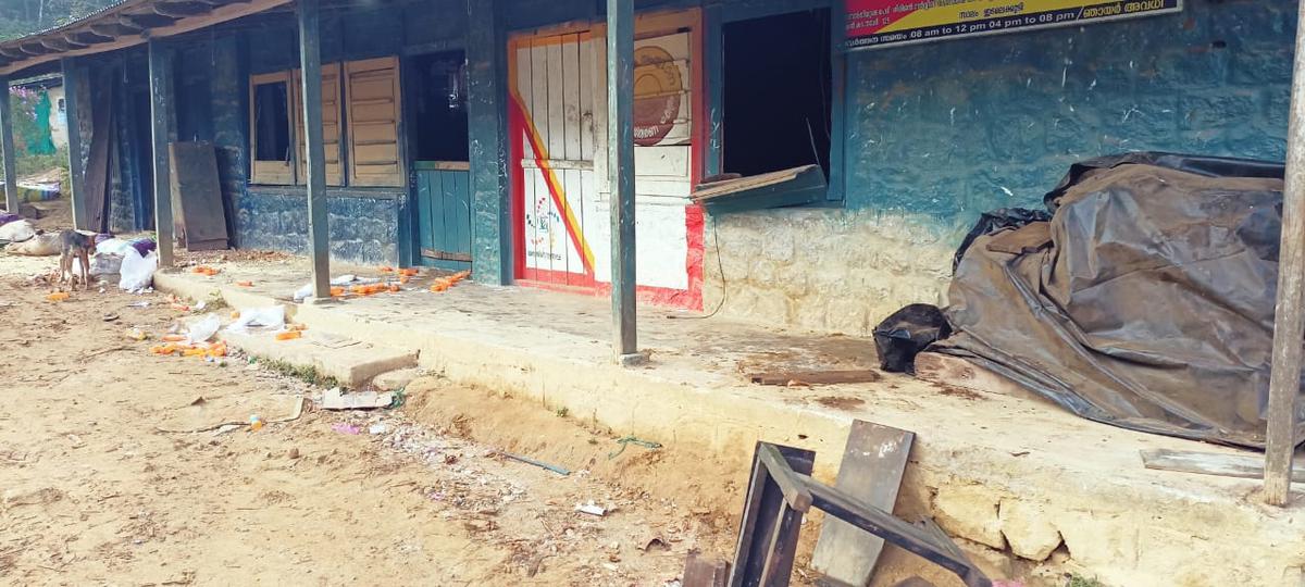 A herd of elephants attacked a provision shop at Soceitykudy, near Edamalakkudy, in Munnar on Tuesday. 