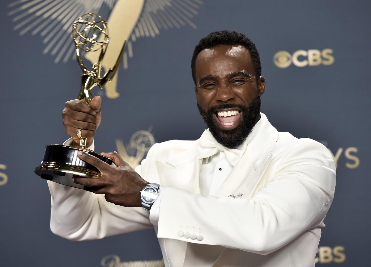 Tramell Tillman poses in the press room with the Emmy for Outstanding Supporting Actor in a Drama Series for ‘Severance’ at the 77th Emmy Awards Tramell Tillman poses in the press room with the Emmy for Outstanding Supporting Actor in a Drama Series for ‘Severance’ at the 77th Emmy Awards