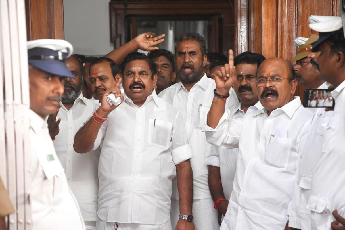 AIADMK members led by Palaniswami evicted from T.N. Assembly, Panneerselvam and his supporters remain