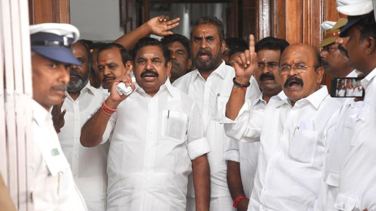 AIADMK MLAs led by Palaniswami evicted from T.N. Assembly ...