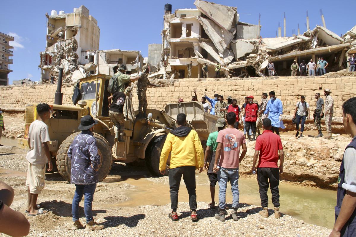 People look for survivors in Derna, Libya on September 13, 2023.