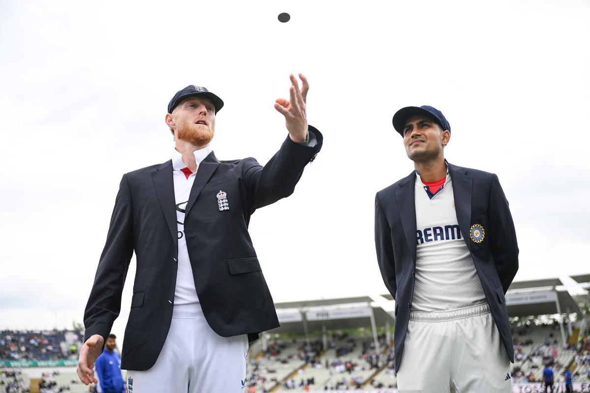 Captains Ben Stokes and Shubman Gill at the toss during day one of the 2nd Rothesay Test Match between England and India at Edgbaston on July 2, 2025 in Birmingham, England.