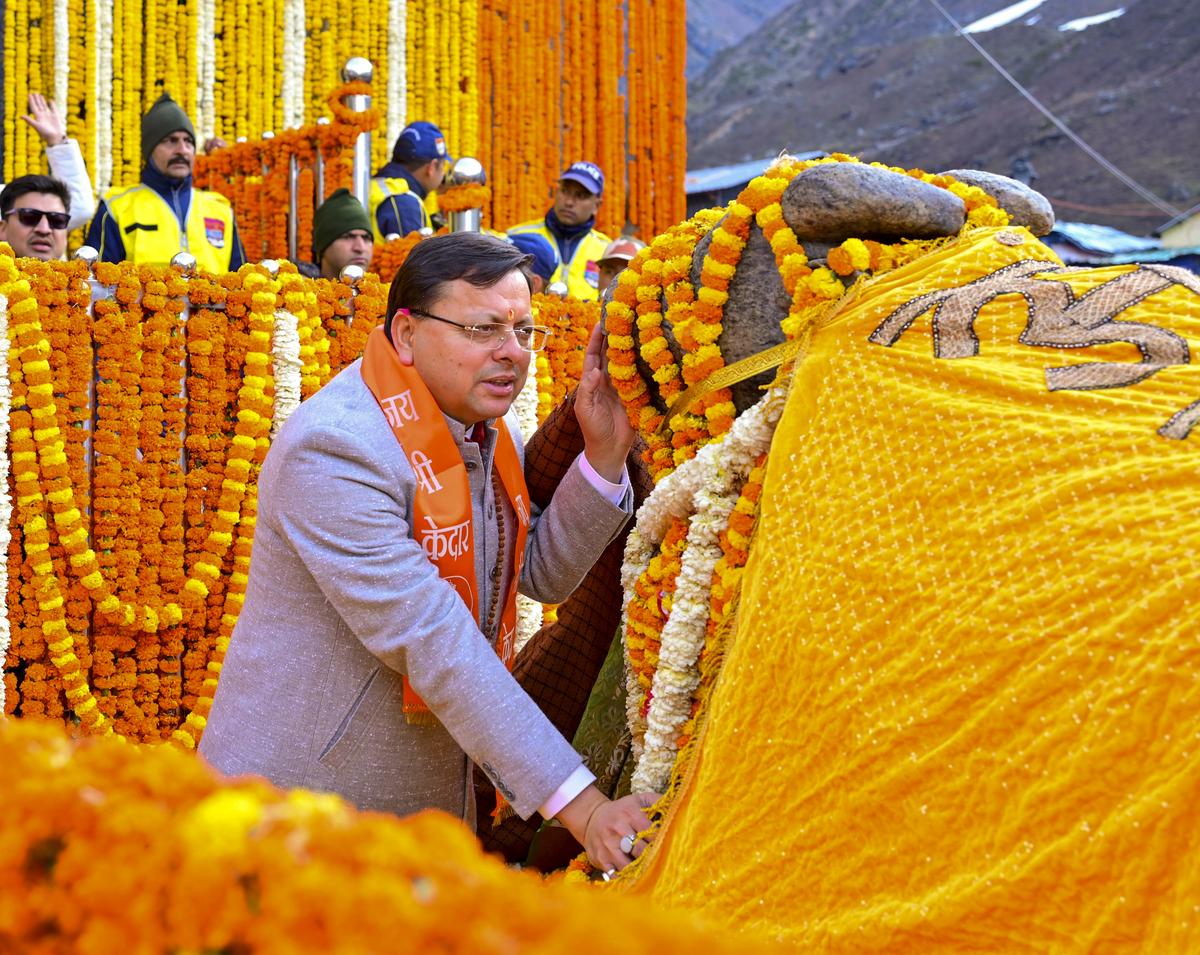 Uttarakhand Chief Minister Pushkar Singh Dhami at the opening of the portal of Kedarnath Temple in Rudraprayag district on May 2, 2025. Uttarakhand Chief Minister Pushkar Singh Dhami at the opening of the portal of Kedarnath Temple in Rudraprayag district on May 2, 2025.