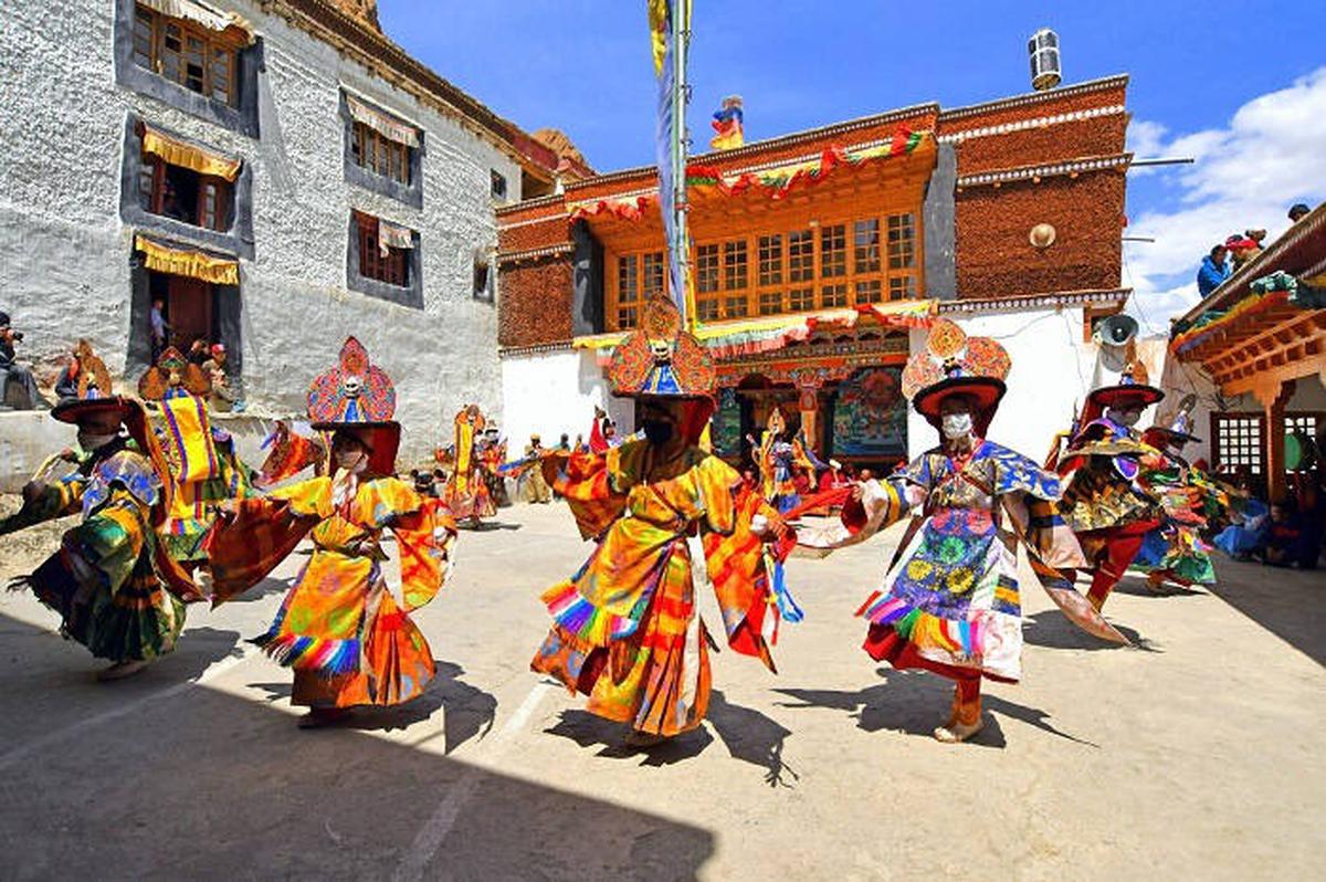 Buddhist monks performing Cham dance