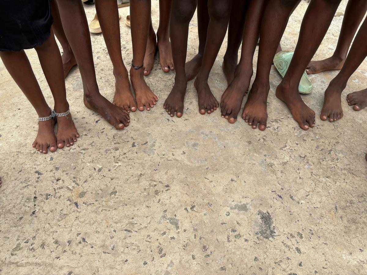 Schoolchildren in Kottaimedu display signs of skin infections on their legs, reporting persistent itching Schoolchildren in Kottaimedu display signs of skin infections on their legs, reporting persistent itching