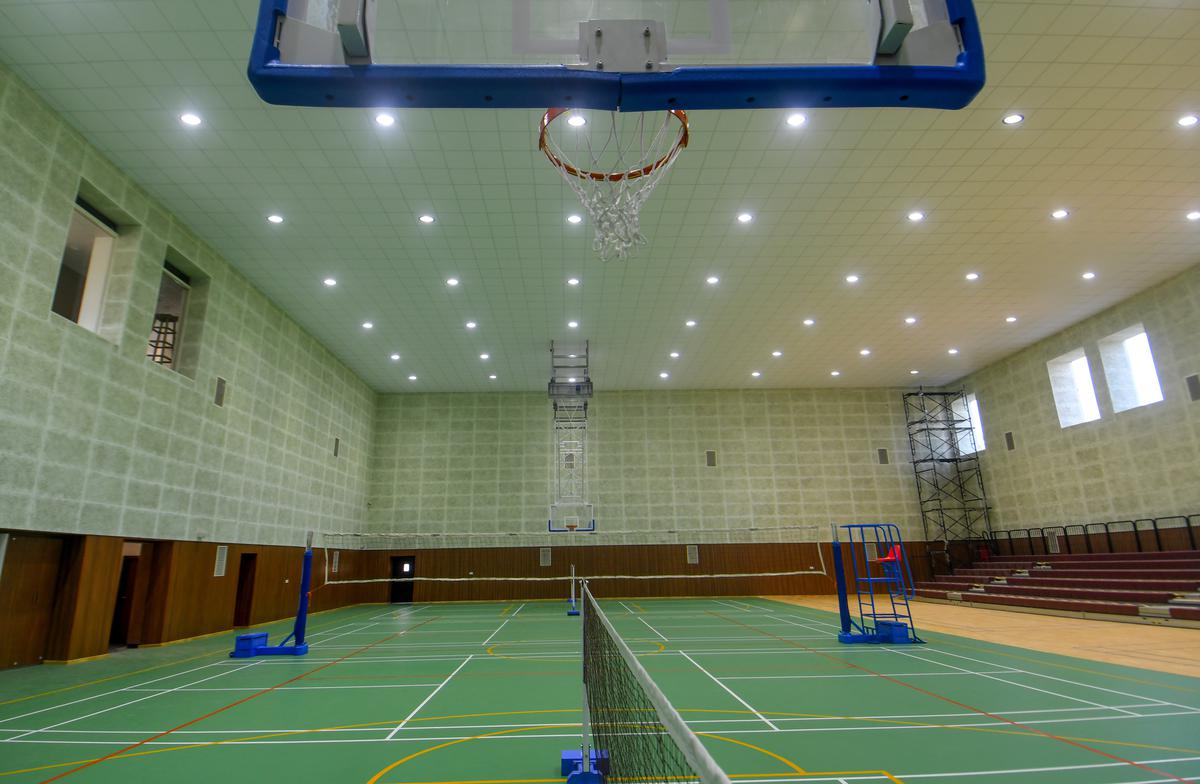 The basketball court in the Indoor Sports Arena  in Visakhapatnam on Wednesday.