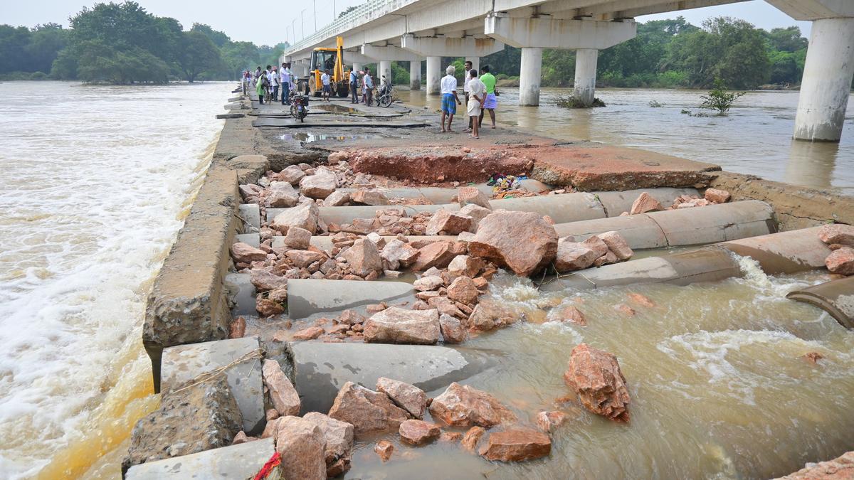 Eral causeway washed away after heavy rain
