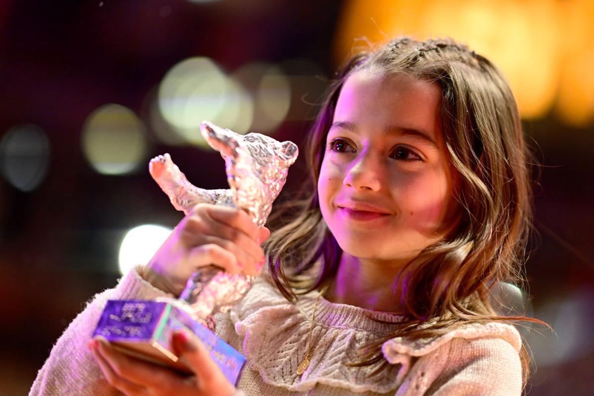 Eight-year-old Sofia Otero of ‘20,000 Species of Bees’ with the Silver Bear for Best Acting Performance in a Leading Role at Berlinale 2023.