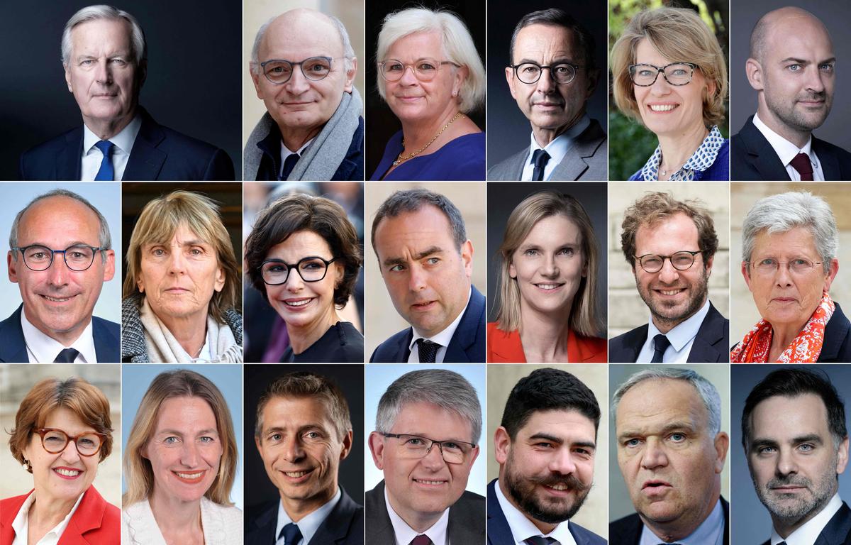 This combination of files photographs created on September 21, 2024 shows newly-appointed members of the cabinet of French Prime Minister Michel Barnier.