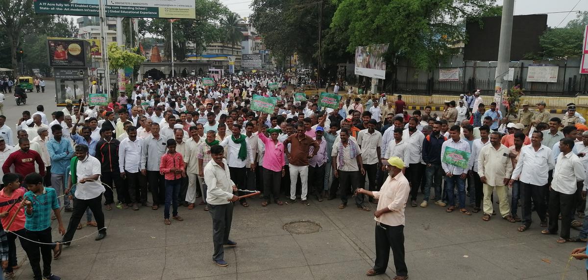 Protest by farmers against ring road in Belagavi