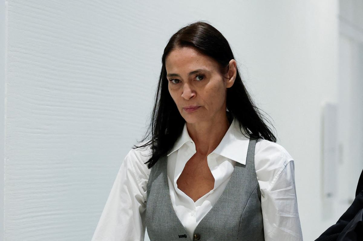 British actress Charlotte Lewis arrives for the verdict in her defamation case against filmmaker Roman Polanski at a court in Paris, France on May 14, 2024