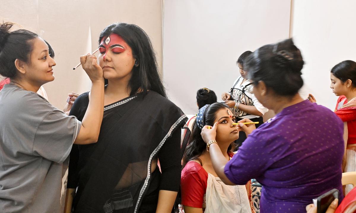 A backstage scene from the dance-drama at The Bengal Association in T.Nagar on October 2. A backstage scene from the dance-drama at The Bengal Association in T.Nagar on October 2.