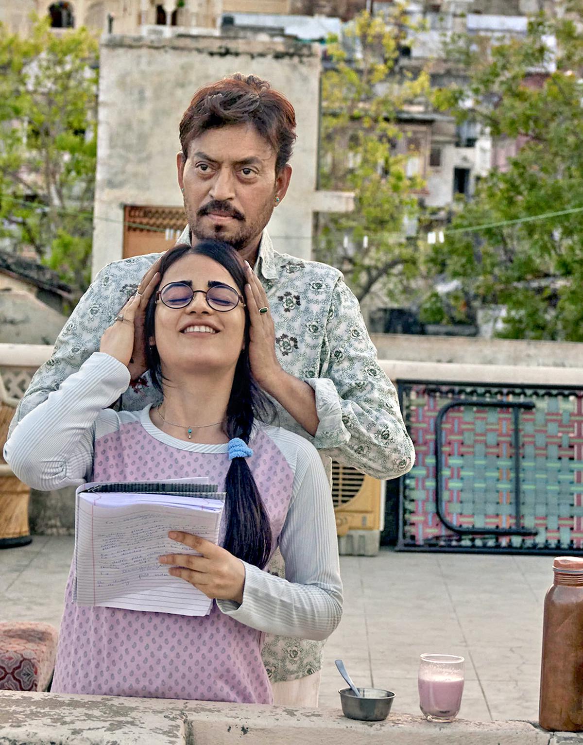 Irrfan Khan and Radhika Madan in Homi Adajania’s ‘Angrezi Medium’ (2020).