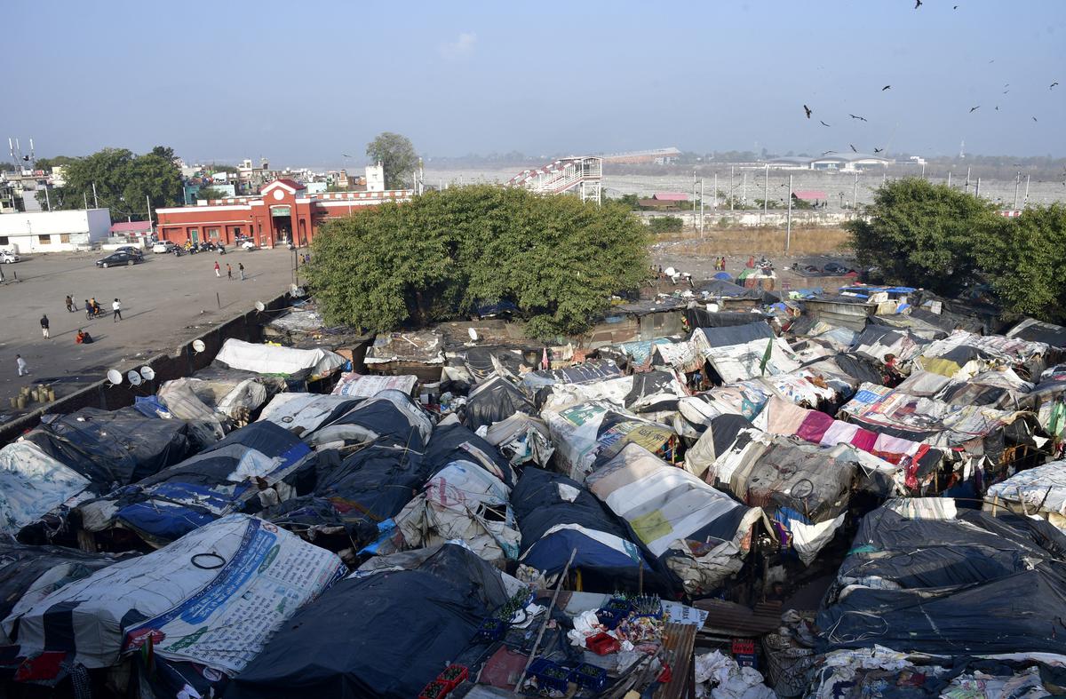 A view of Dholak Basti adjacent to the Haldwani railway station in Uttarakhand. The cramped settlement houses about 3,000 banjaras, who are primarily ragpickers who handcraft drums during the festive season.