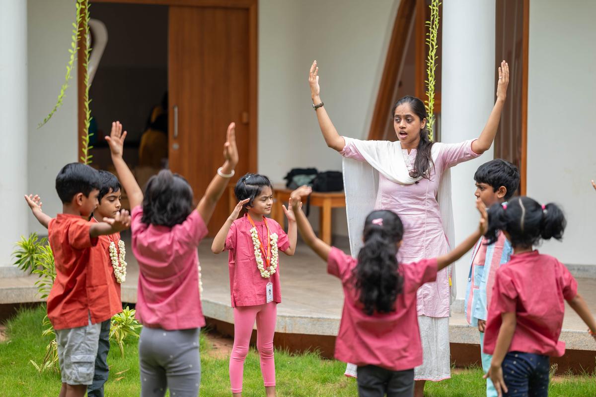 Children enjoying a music and rhyme session at Swechha, a Waldorf inspired school, in Visakhapatnam. Children enjoying a music and rhyme session at Swechha, a Waldorf inspired school, in Visakhapatnam.